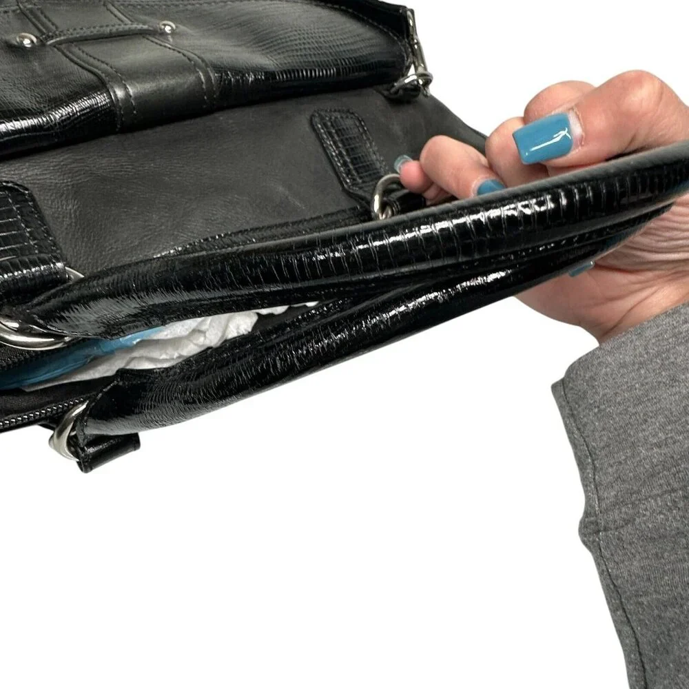 LEVENGER Leather Black Messenger Bag Briefcase Laptop